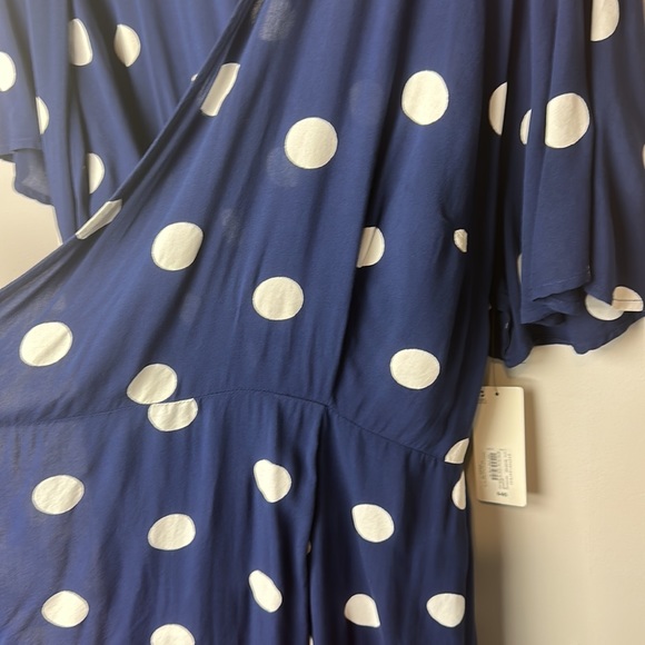Blue wrap dress white polka dots 3X - Picture 5 of 7